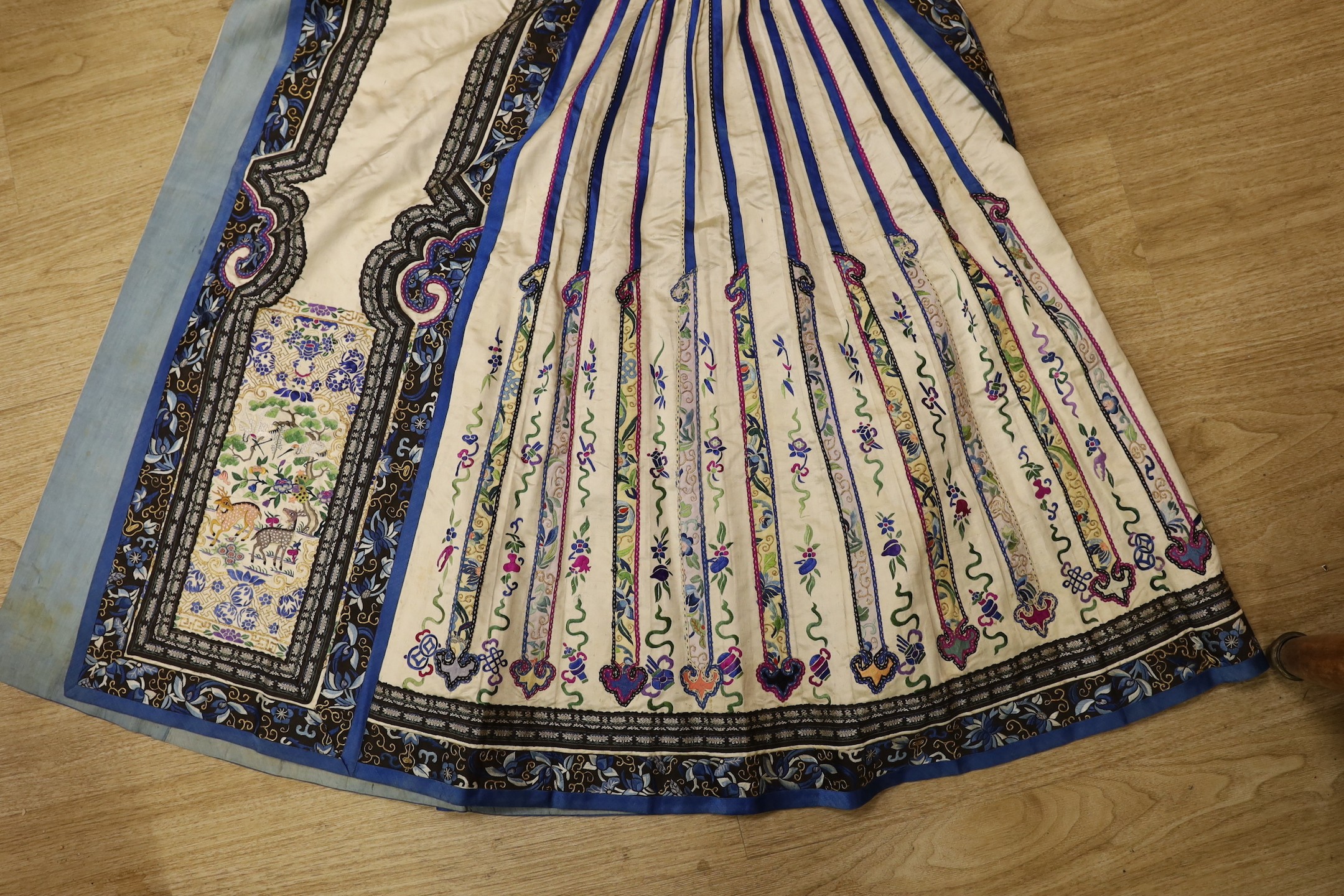 A 19th century multicoloured silk Chinese wedding skirt